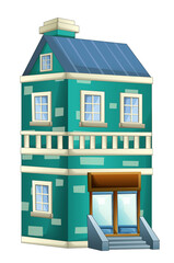 cartoon scene with urban city house building isolated illustration for children