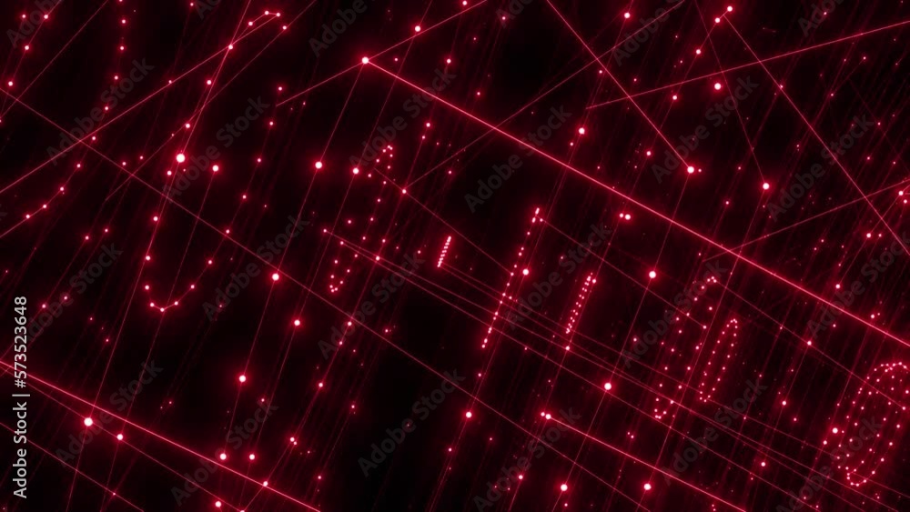 Aufkleber red particle animation on dark background, glowing neon blue particle moving on black background, ab