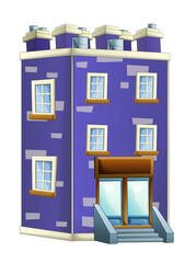 Fototapeta premium cartoon scene with urban city house building isolated illustration for children