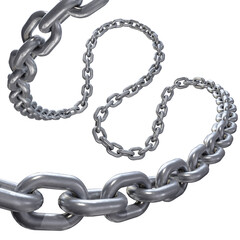 3d illustration of metal chain on isolated white background