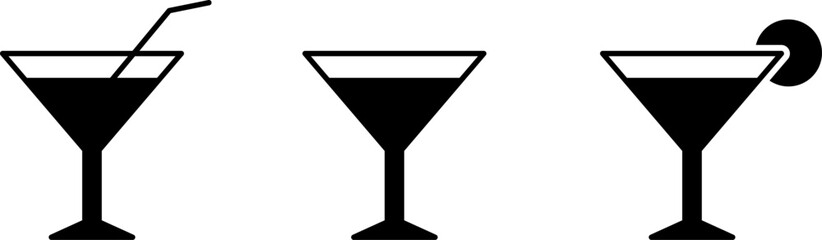 Alcohol cocktail icon. Martini or Margarita cocktail vector icon in flat style.