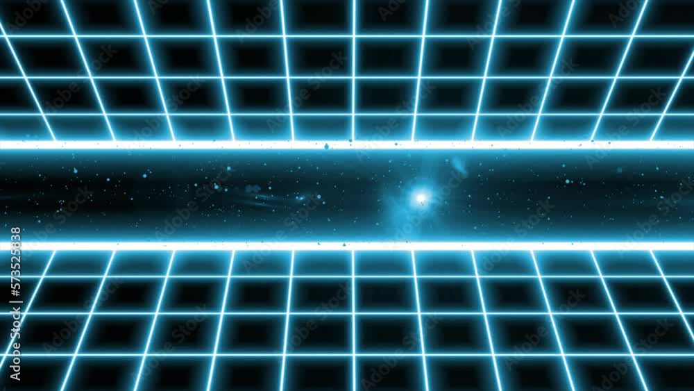 Poster high tech digital glowing retro background with leans flare effects, retort loop animation video bac