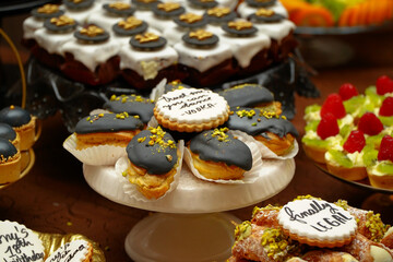 cakes. trays of sweets. details.