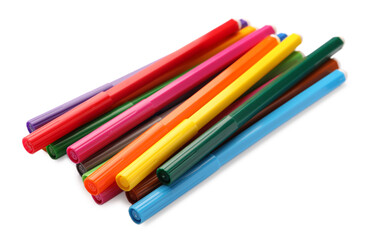 Fototapeta premium Many bright colorful markers isolated on white