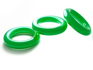 3D rendering of a bracelet made of green translucent stone.