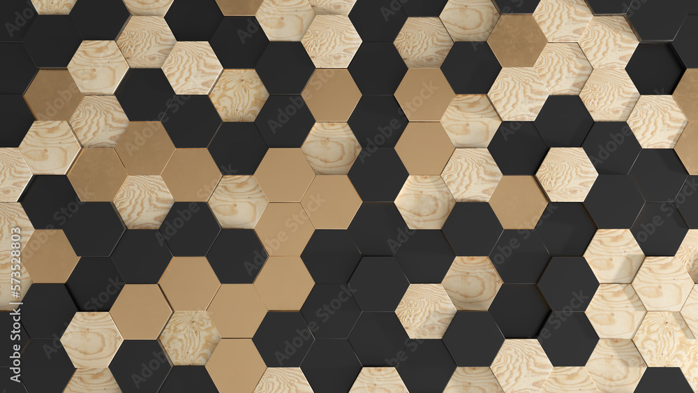 Poster 3d abstract background. abstract hexagon mosaic wall. 3d rendering