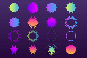 Abstract Groovy Colorful Gradient Bright Vivid Decor Shape Icon Clip Art Collection Design