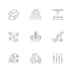 Set line icons of grain