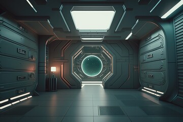 Inside a spaceship corridor made with generative ai