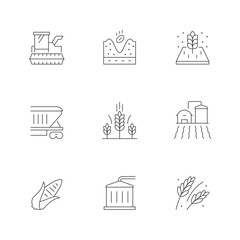 Set line icons of grain