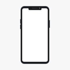 Flat Modern Smartphone White Display Vector Mockup Illustration