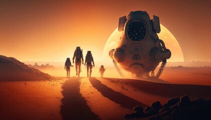 Astronaut on the dry surface of mars made with generative ai