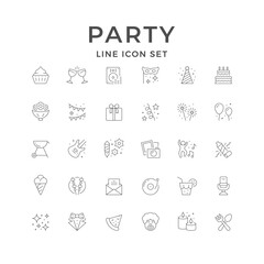 Set line icons of party