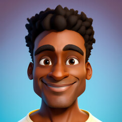 Cartoon Close up Portrait of Smiling Multiracial Charismatic Middle-Aged Man with medium hair on a Colored Background. Illustration Avatar for ui ux. - Post-processed Generative AI