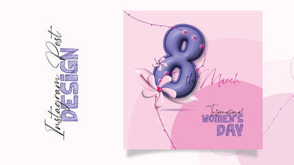 women's Day 8 march banner design with 3d Elements.