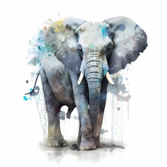 Oil Painting Splatter Big Elephant Illustration