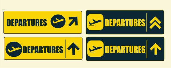 Airport Departures sign, Arrivals sign, Departures Arrivals 