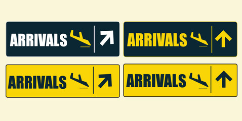 Airport Departures sign, Arrivals sign, Departures Arrivals 