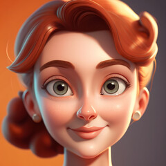 Cartoon Close up Portrait of Smiling Woman on a Colored Background. Illustration Avatar for ui ux. - Post-processed Generative AI