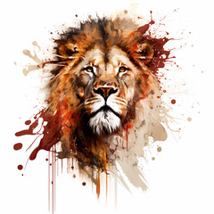 Oil Painting Splatter Lion Head Illustration