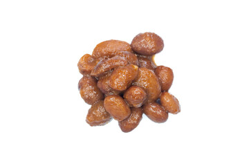 Kidney bean dish isolated on a white background. Top view, flat lay.