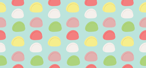 Seamless pattern with Asian cuisine dish Songpyeon. Template for fabric, textile, wallpaper, paper, packaging. Vector illustration