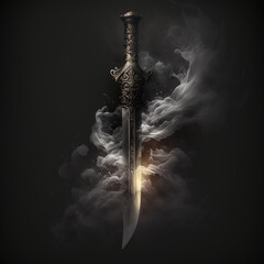 Sword with smoke and light