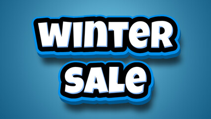 text winter sale with blue background