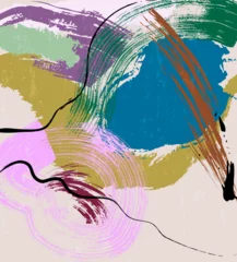 Poster Im Rahmen abstract colorful background, illustration with lines, waves, circle, paint strokes and splashes © Kirsten Hinte
