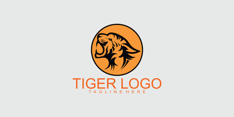 Tiger head logo design with modern style premium vector