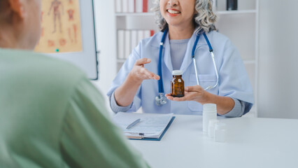 Elderly medical asian people with patient, Physical check-ups and encouragement for treatment of...