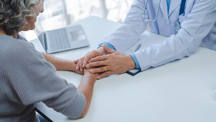 Elderly medical asian people with patient, Physical check-ups and encouragement for treatment of...