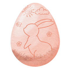 Orange Watercolor easter egg. 