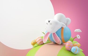 Isolated Easter Bunny. 3D Illustration