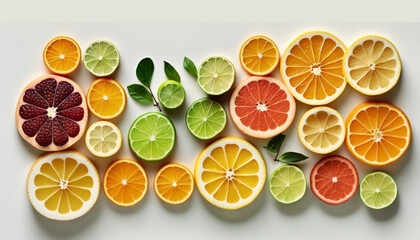 Top View citrus fruit background, generative ai