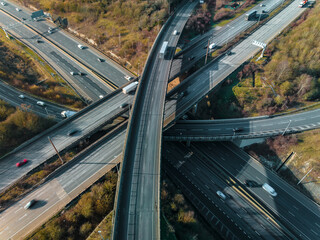UK Highways M25 and M1 Motorways Interchange Aerial View