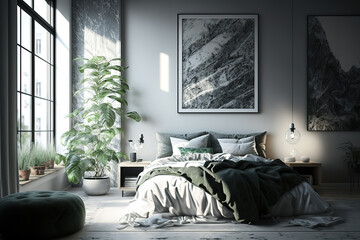 Stylish interior of comfortable bedroom