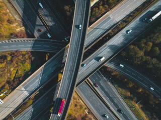 UK Highways M25 and M1 Motorways Interchange Aerial View