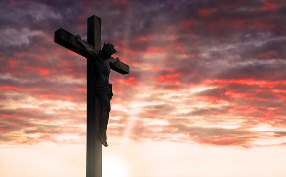 Crucified Christ hangs on the cross