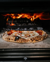 Wood Fired Long Fermented sourdough pizza in a home pizza oven.