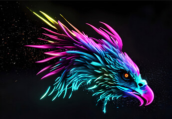 Neon, colorful, paint/water splash of a Griffin.
AI generated art.