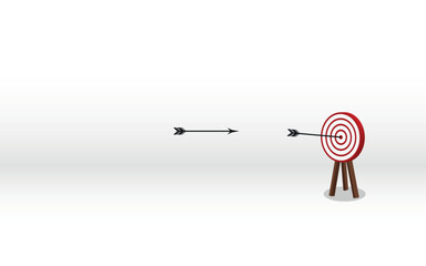 Vector drawing with a target and arrows - Background with space for writing on the left.