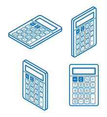 Calculator set - Line art, Four different angles