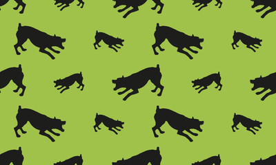 Agressive zwergpinscher puppy is attacking. Seamless pattern. Dog silhouette. Endless texture. Design for wallpaper, fabric, template, surface design.
