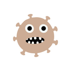 Cute Microorganism isolated on white background. Infectious germ, protist, microbe. Disease causing bacteria, viruses. Bright colored cartoon kids vector illustration.