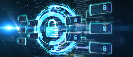 Cyber security data protection business technology privacy concept. 3d illustration