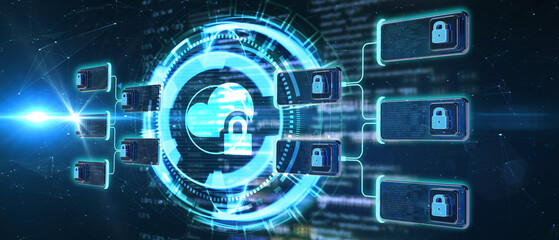 Cyber security data protection business technology privacy concept. 3d illustration