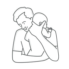 Father hugging his baby tightly.