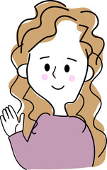 [explanation] Simple hand-drawn female facial expression upper body illustration isolated