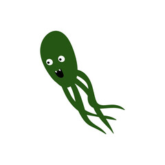 Cute Microorganism isolated on white background. Infectious germ, protist, microbe. Disease causing bacteria, viruses. Bright colored cartoon kids vector illustration.